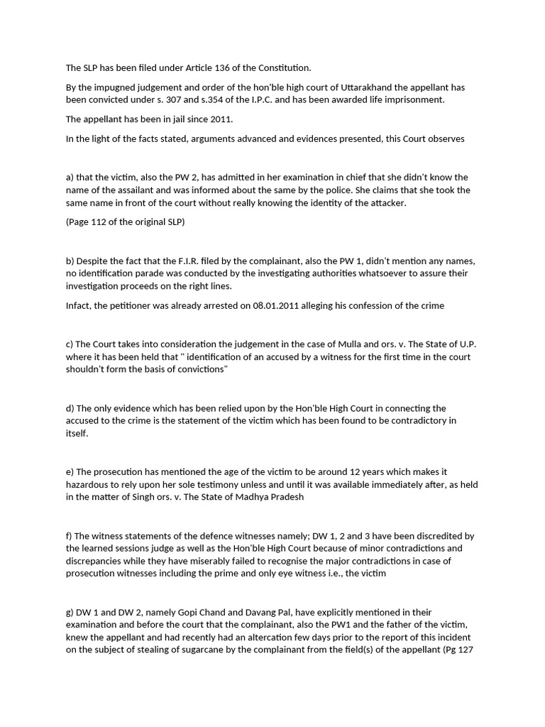 Supreme Court SLP Verdict Analysis | PDF | Witness | Criminal Law