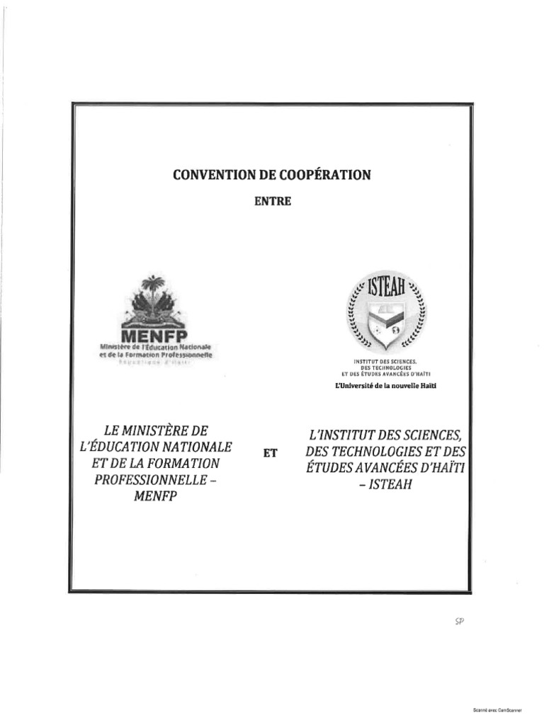 Convention Coopération MENFP-IsTEAH | PDF