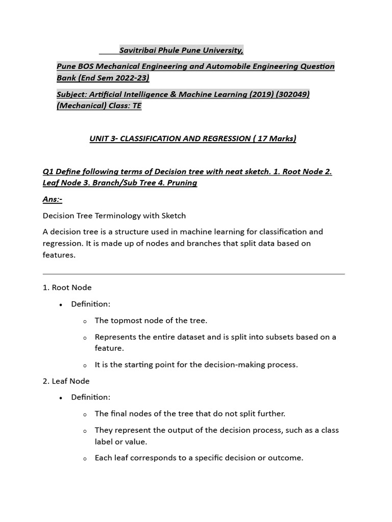 AI & ML Decision Tree Concepts Guide | PDF | Support Vector Machine ...