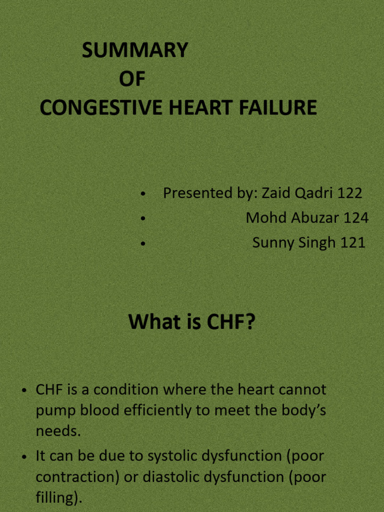 Overview of Congestive Heart Failure | PDF | Heart Failure | Medical ...