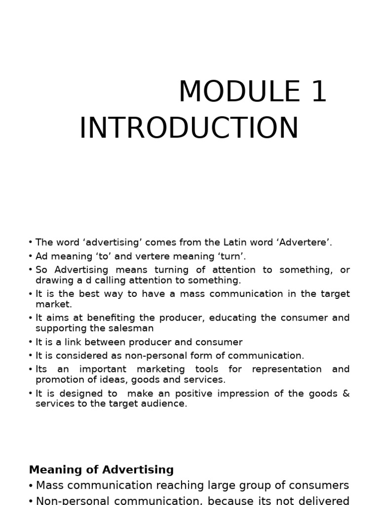 Module 1 Advertisement | PDF | Advertising | Brand