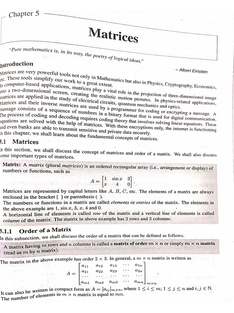 XII - Maths CH 5 Matrices (Part 1) | PDF