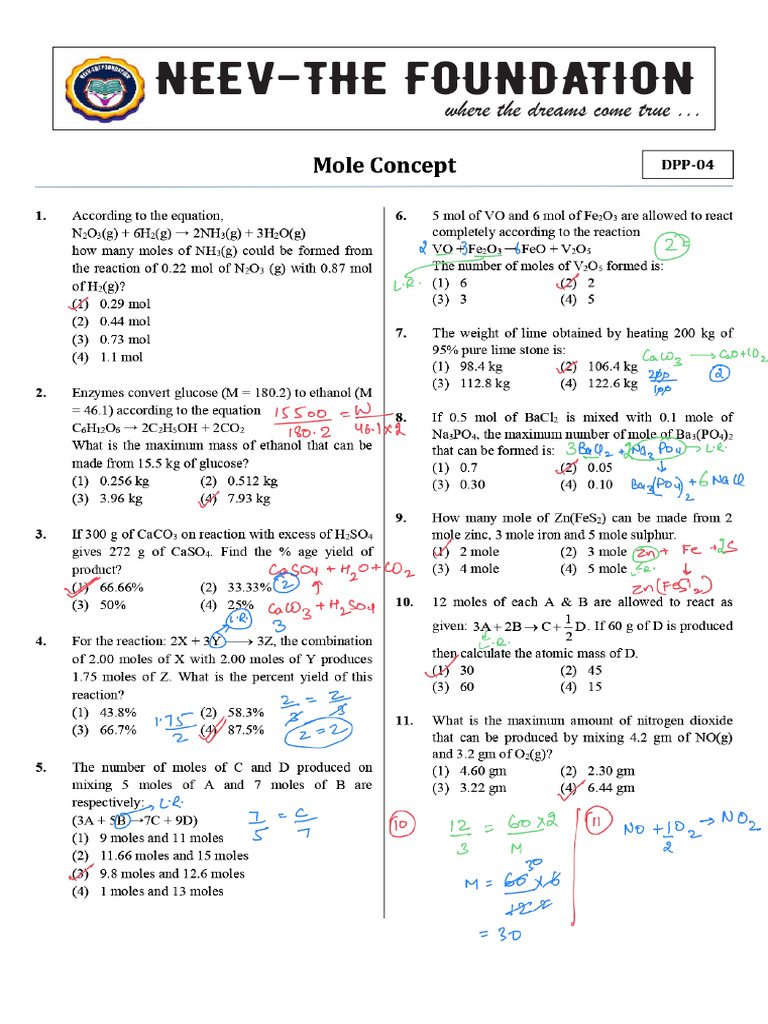 Mole Concept DPP 4 and 5 27 April 25 | PDF