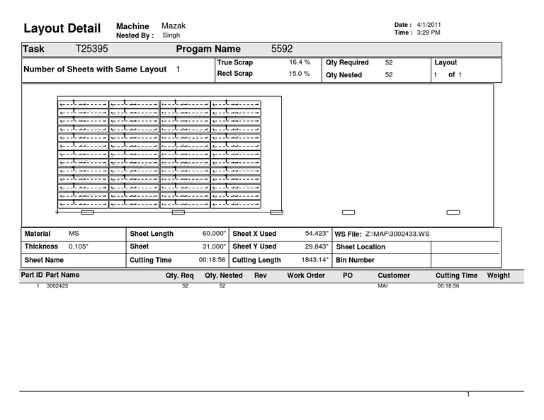 Mazak Layout Details for MS Sheets | PDF