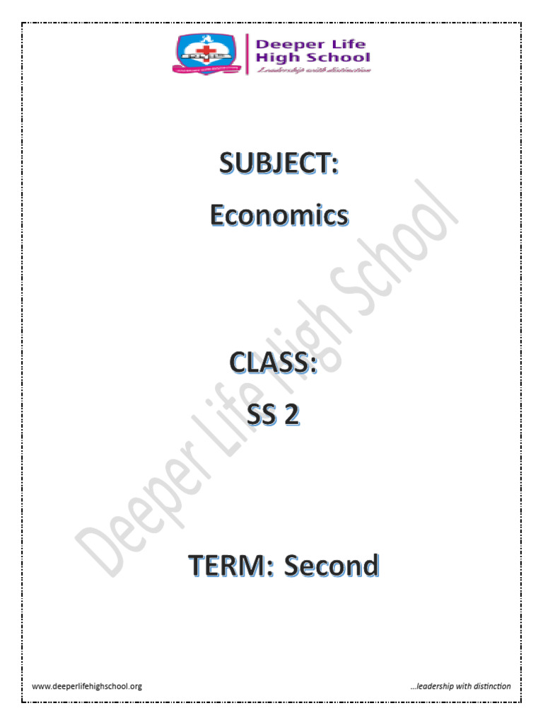 Ss 2 Economics 2nd Term E-Note | PDF | Labour Economics | Demand