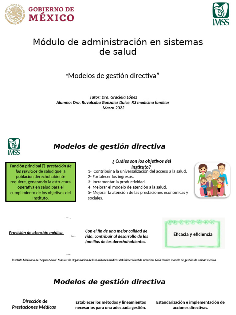 Modelos de Gestión en Salud IMSS | PDF | Planificación | Calidad ...