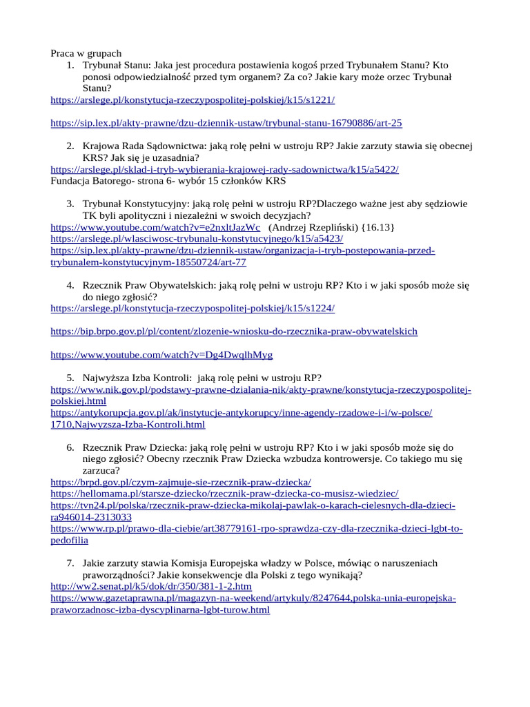 Trybunaly W Polsce - Problemy - Praca W Grupach | PDF