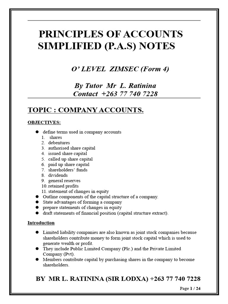 Accounts Simplified Notes(COMPANY ACC.. F4) by Mr L.ratinina ...