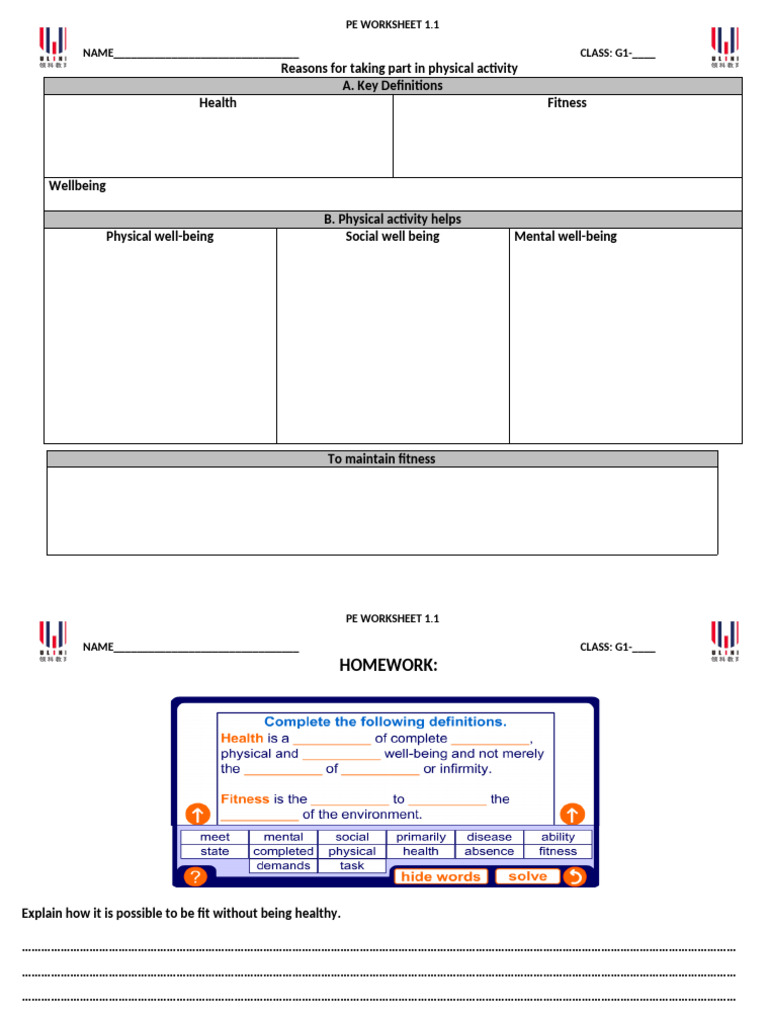 01 TH Worksheet Lesson1 | PDF