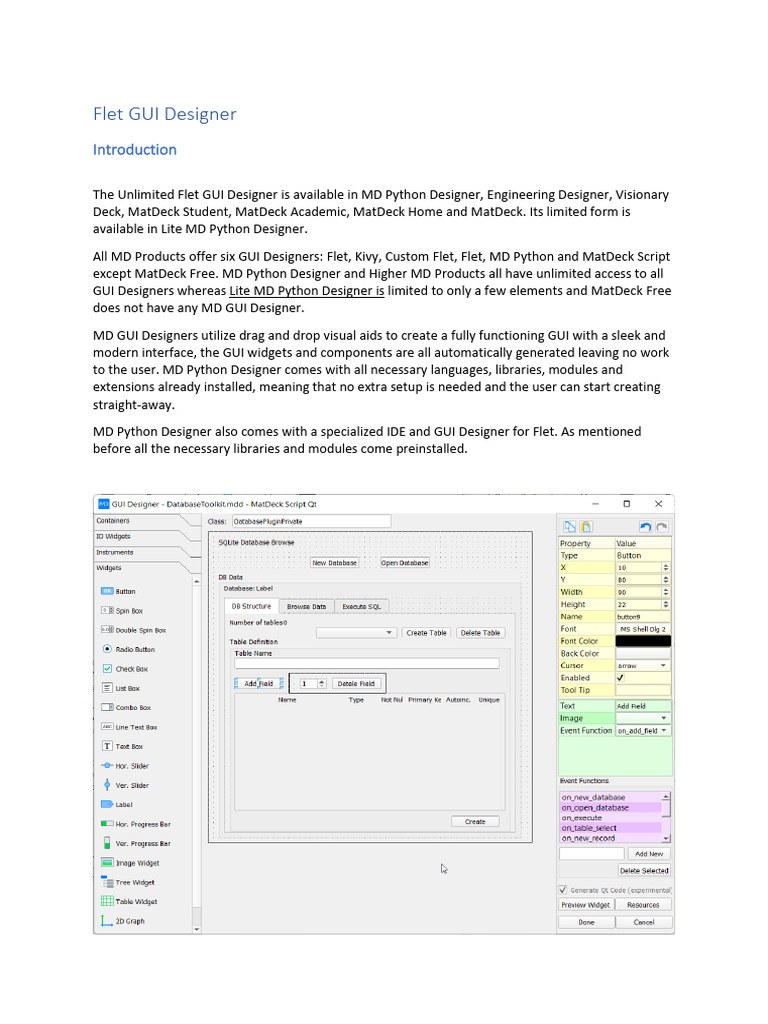 Flet GUI Designer Overview and Usage | PDF | Graphical User Interfaces ...