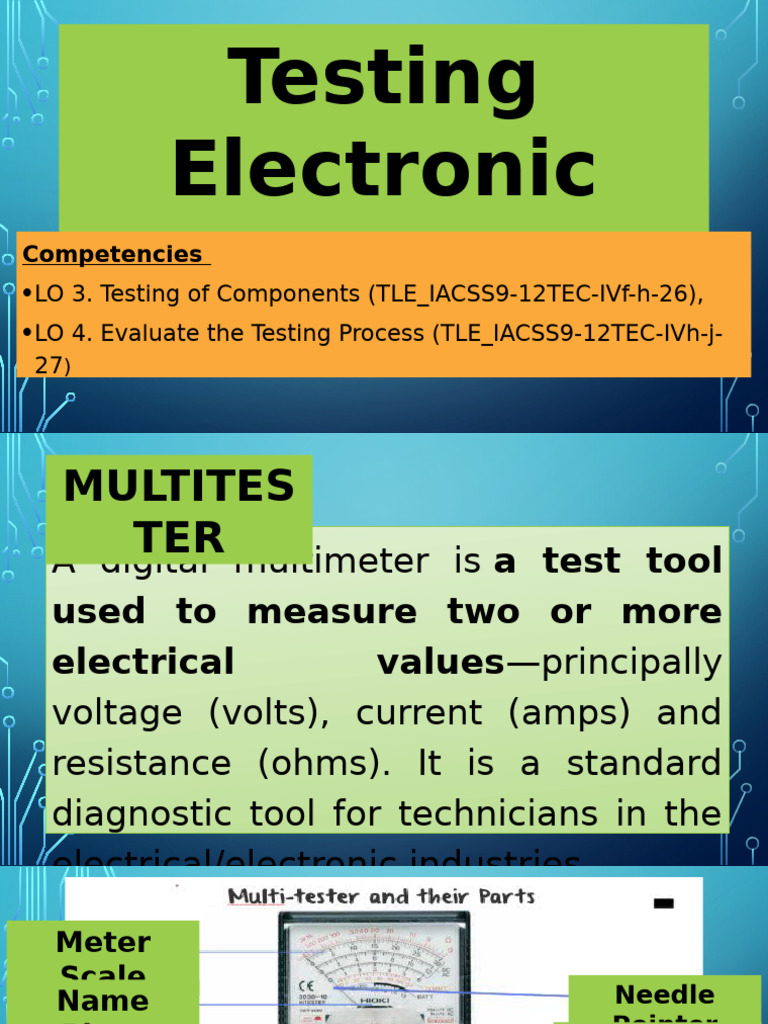 Testing Electronic Components Guide | PDF | Capacitor | Diode