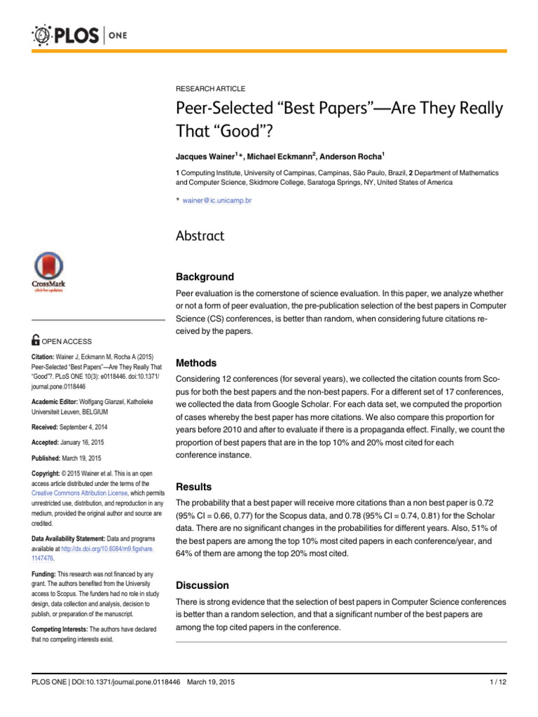 Best Papers in Computer Science: Are They Good? | PDF | Scholarly ...