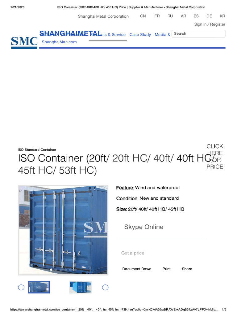 Container Dimensions and Capacities | PDF
