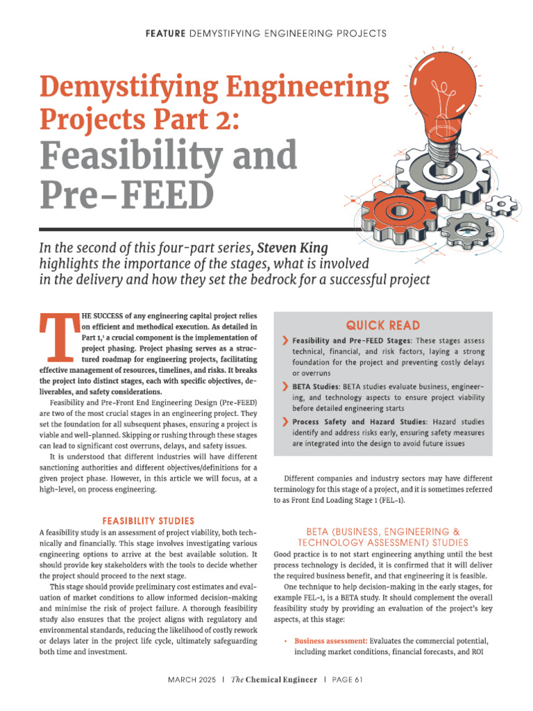 Engineering Projects Part 2 Feasibility and Pre-FEED | PDF