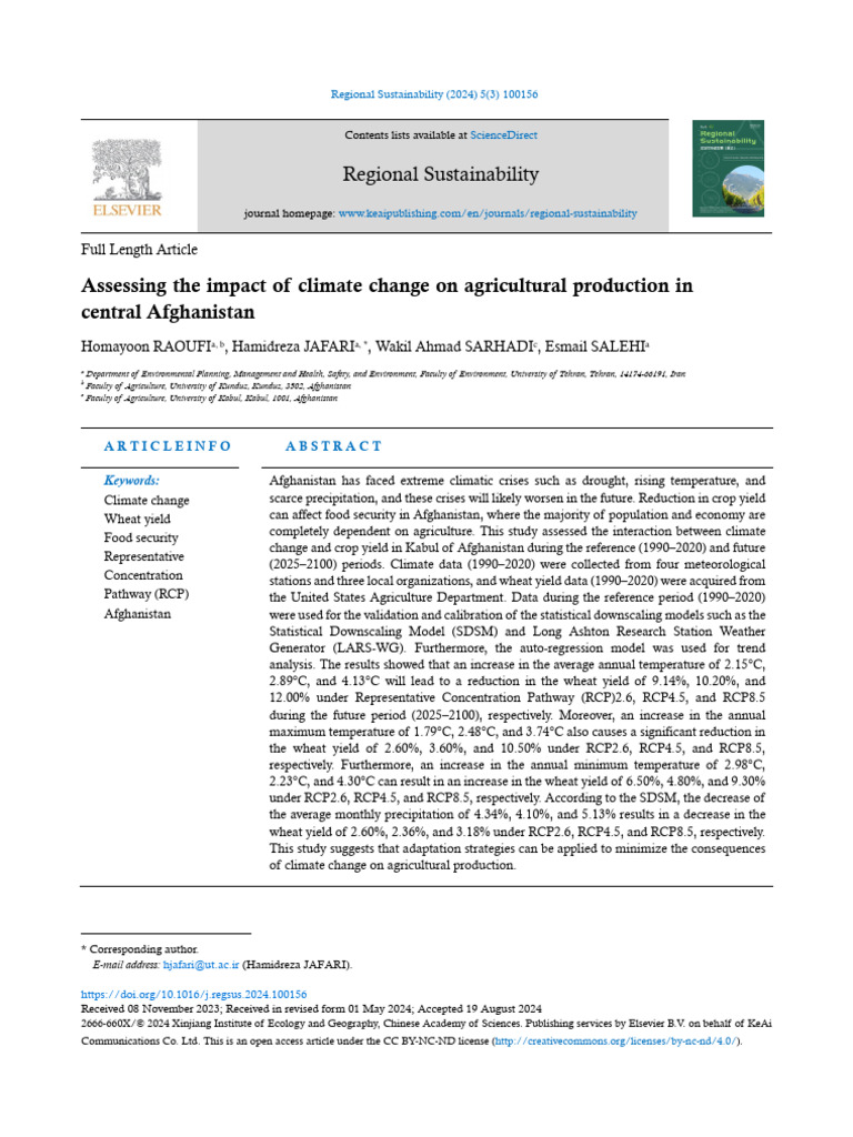 Assessing The Impact of Climate Change On Agricultural Production | PDF ...