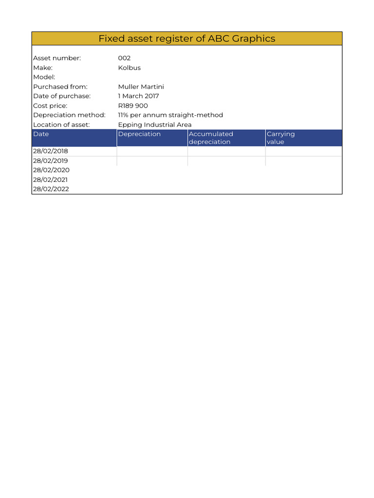 Image 1 and 2 - Straight-Line Asset Register ABC Graphics | PDF