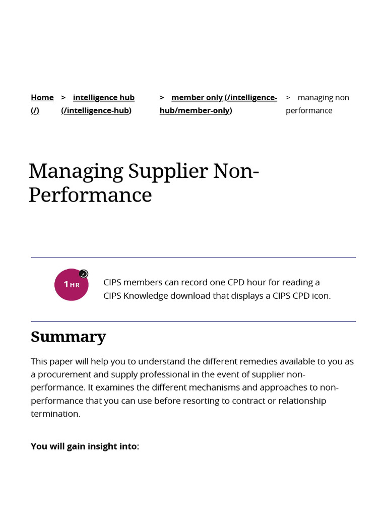 Managing Supplier Non-Performance Strategies | PDF | Alternative ...