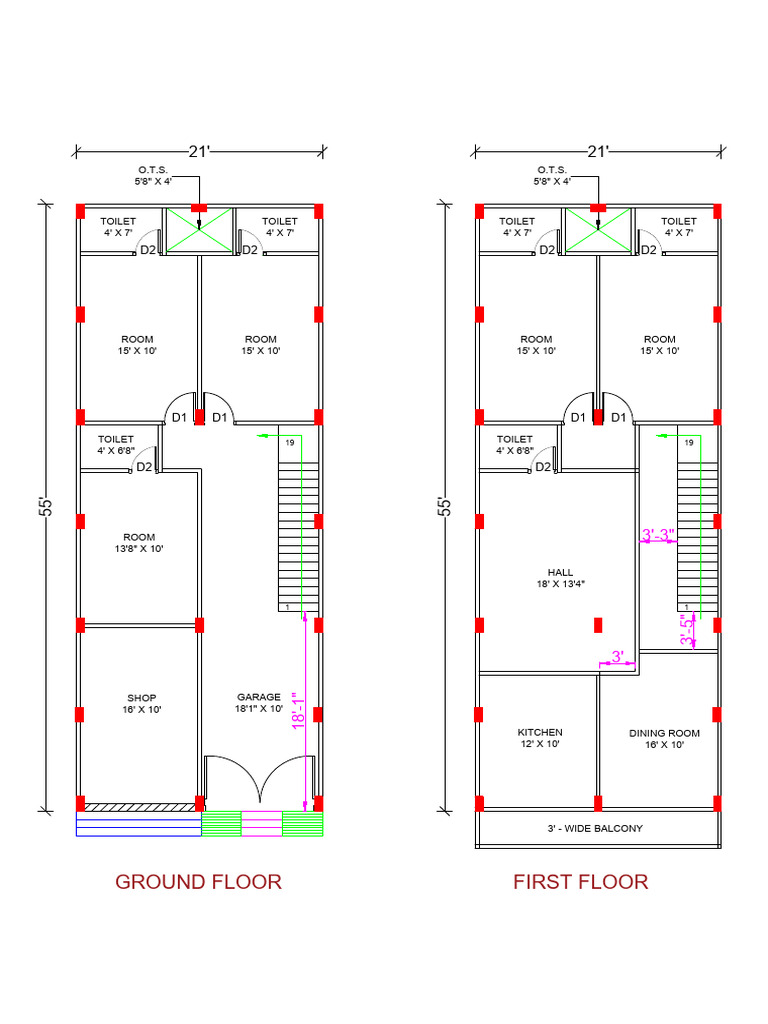 20x55 Feet House Plan Layout | PDF | Home | Room
