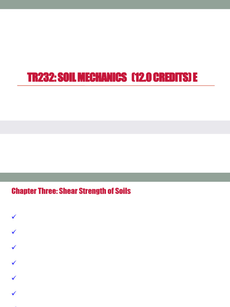 Shear Strength of Soils Overview | PDF | Soil Mechanics | Strength Of ...