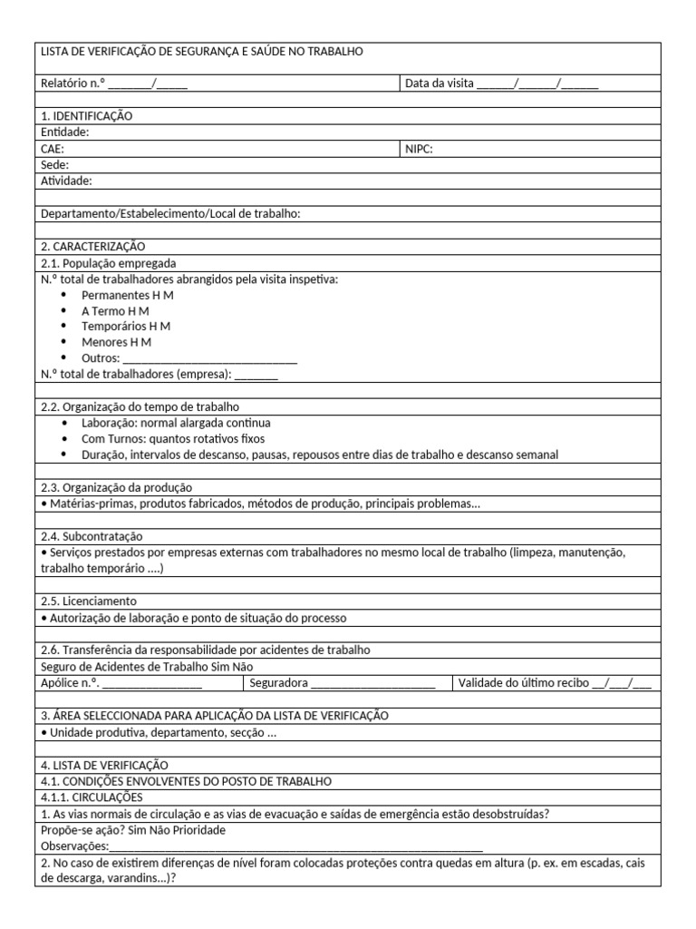 Checklist de Segurança no Trabalho | PDF | Eletricidade