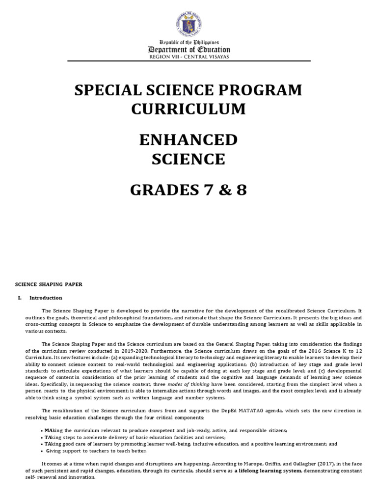 Enhanced Science Curriculum for Grades 7-8 | PDF | Cell (Biology ...