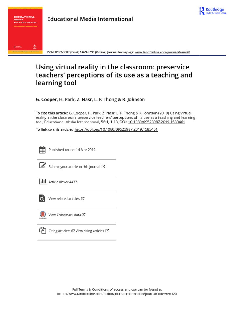 Using Virtual Reality in The Classroom Preservice Teachers Perceptions ...