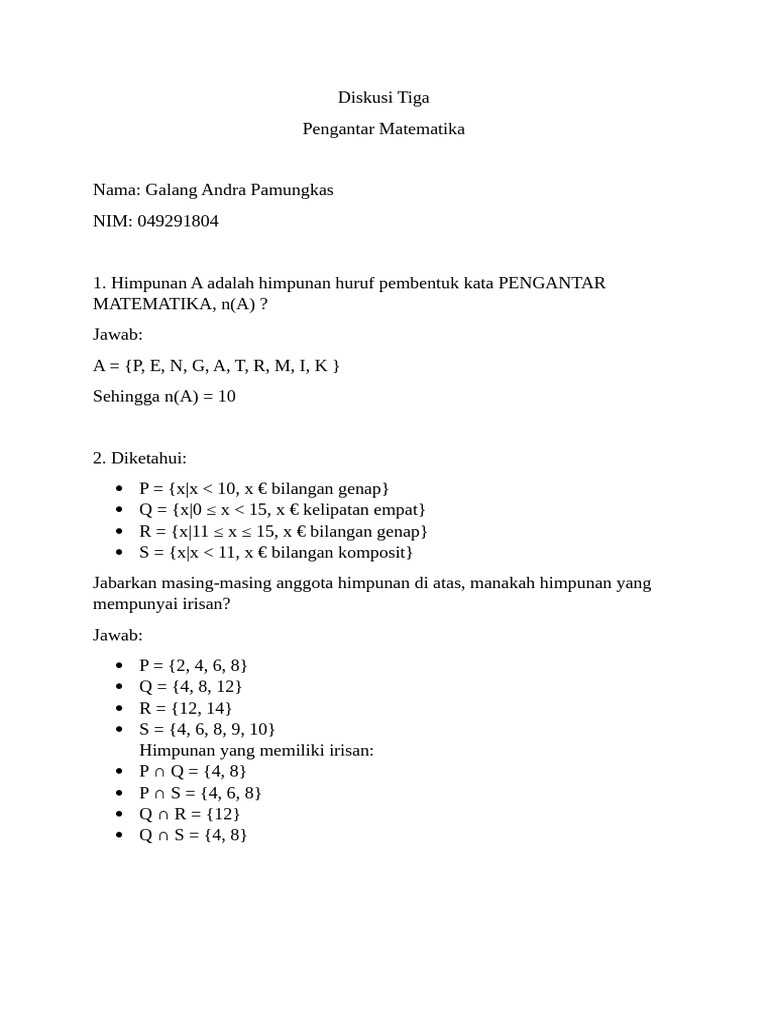 Himpunan dan Logika Matematika Dasar | PDF