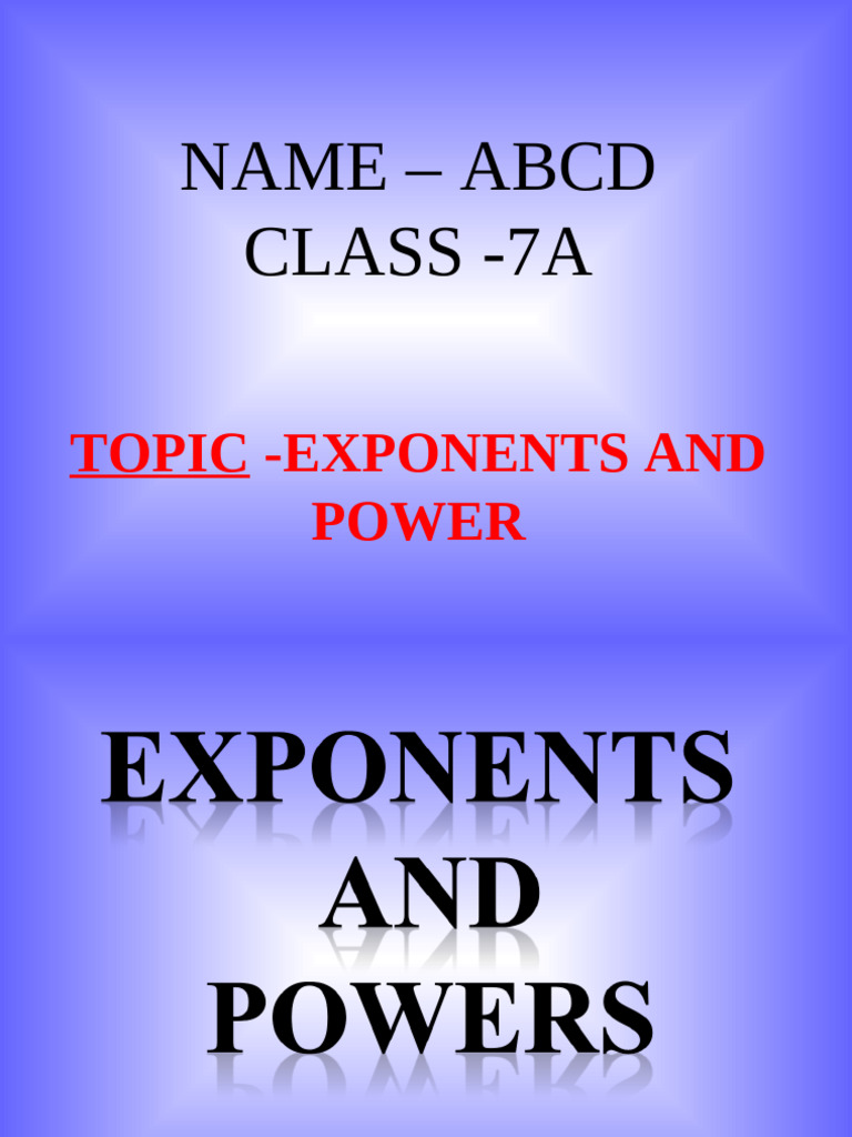 ExponentsandPower VII | PDF | Exponentiation | Mathematics