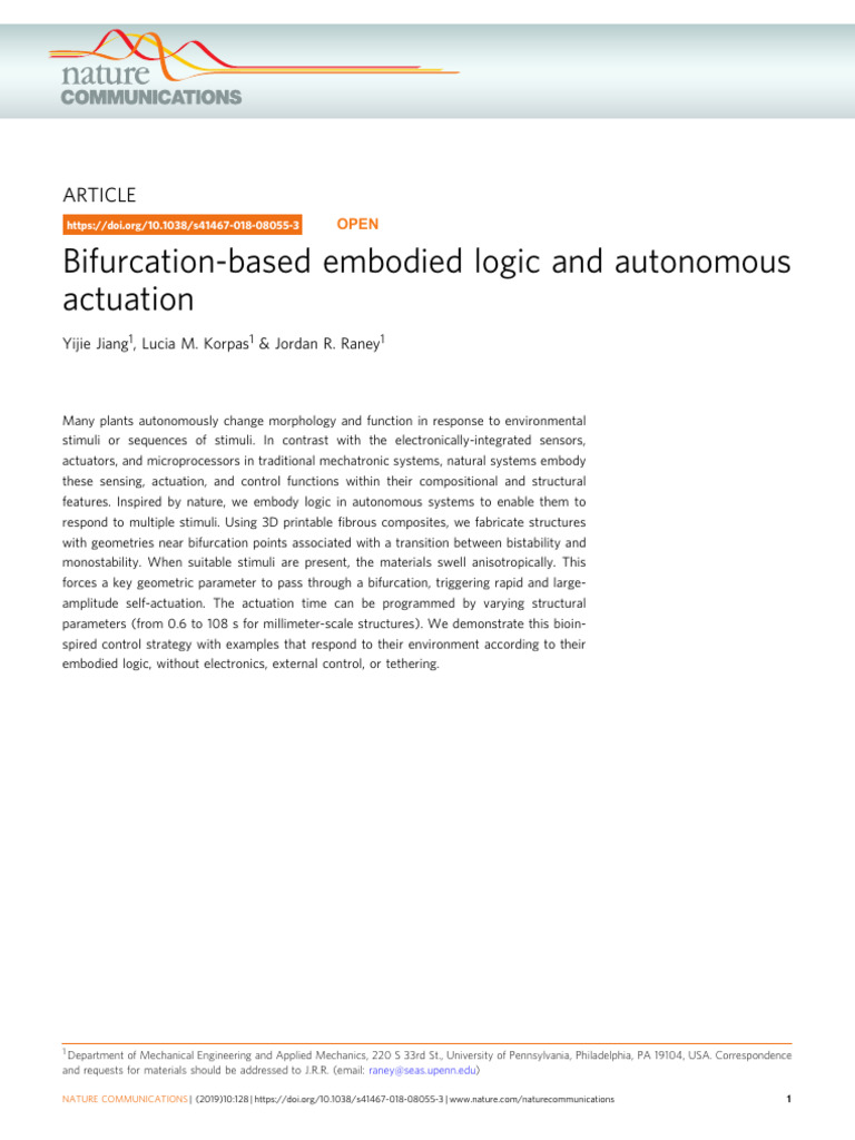 Bifurcation-Based Embodied Logic and Autonomous Actuation | PDF ...