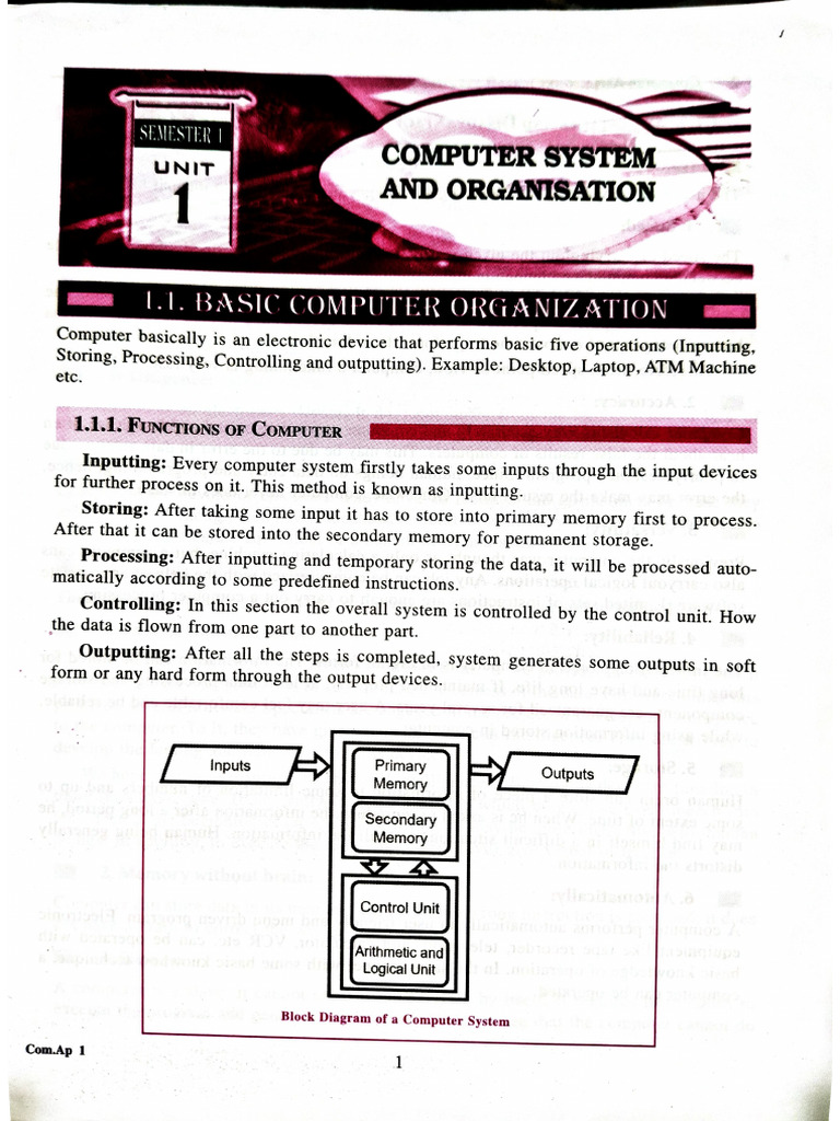 Computer Ch1 Sem1 | PDF