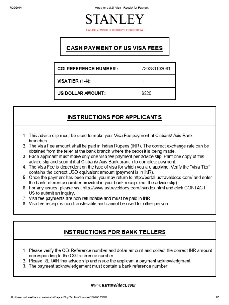 U.S. Visa Fee Payment Instructions | PDF