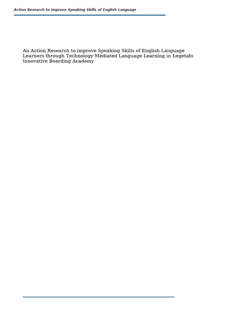 An Action Research To Improve Speaking Skills of E | PDF | Educational ...