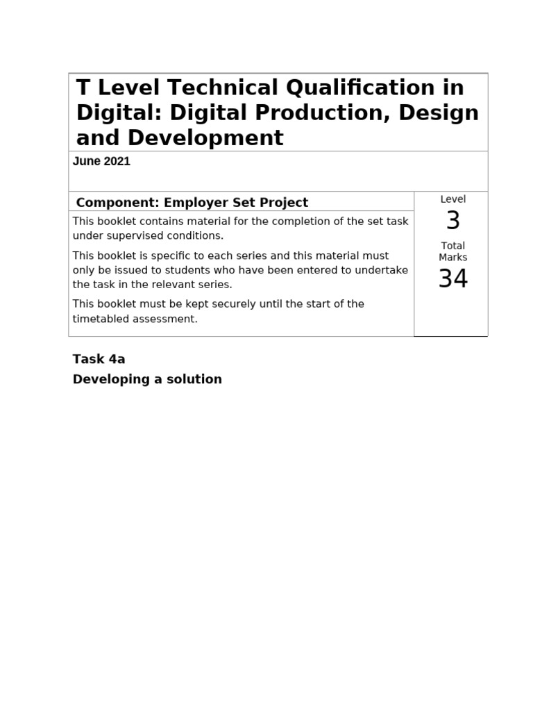 T Level Digital Production Project Guide | PDF | Computing ...