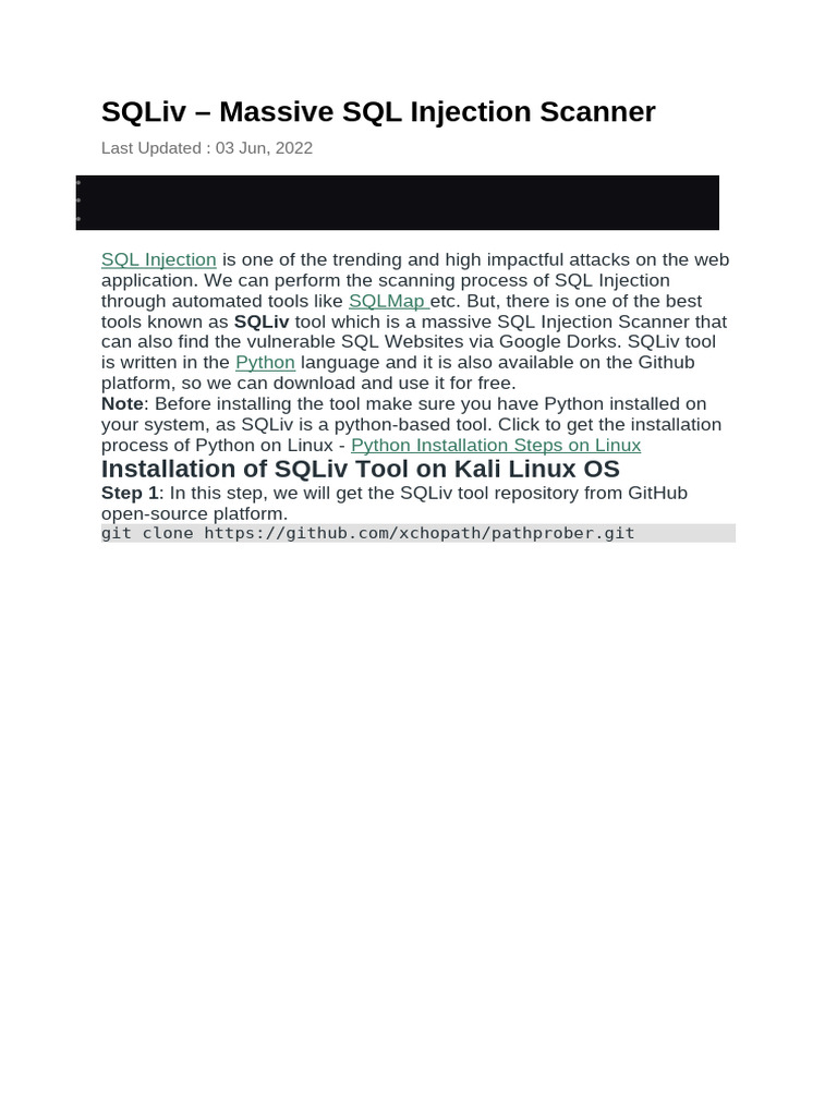 SQLiv - Massive SQL Injection Scanner | PDF