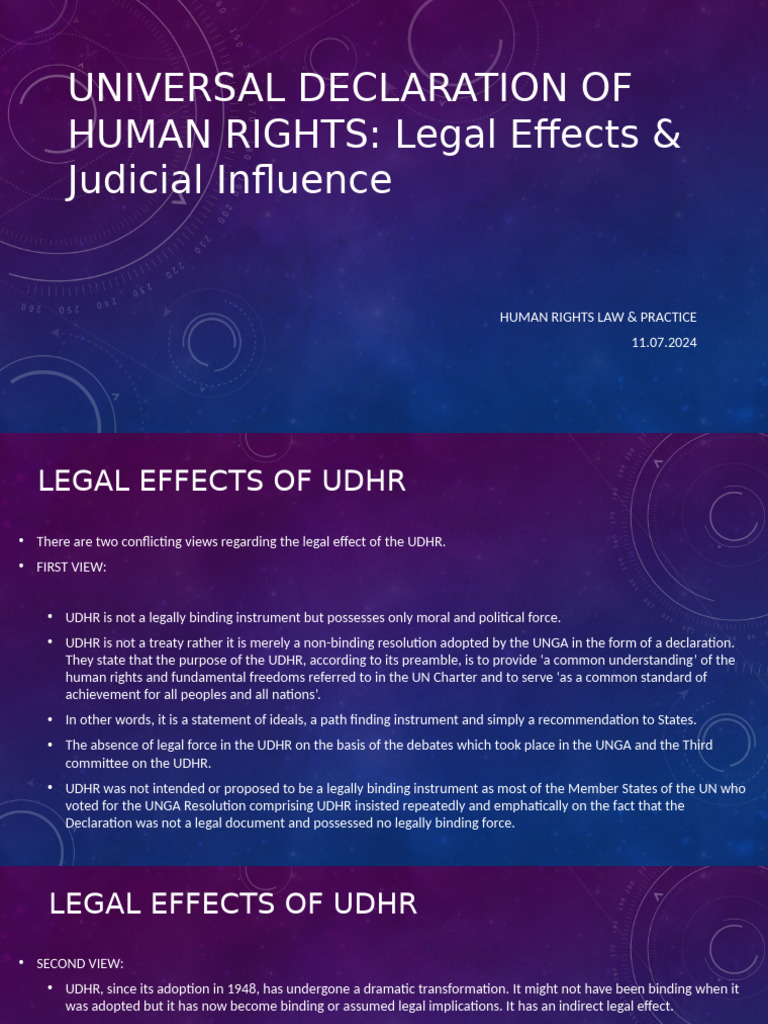 UDHR: Legal Effects & Judicial Impact | PDF | Human Rights | Omar Al Bashir