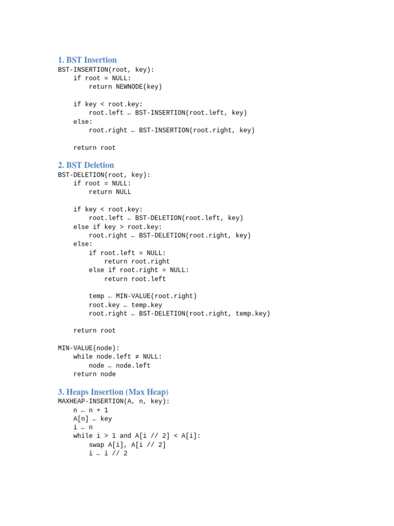BST and Heap Operations Guide | PDF | Algorithms And Data Structures ...