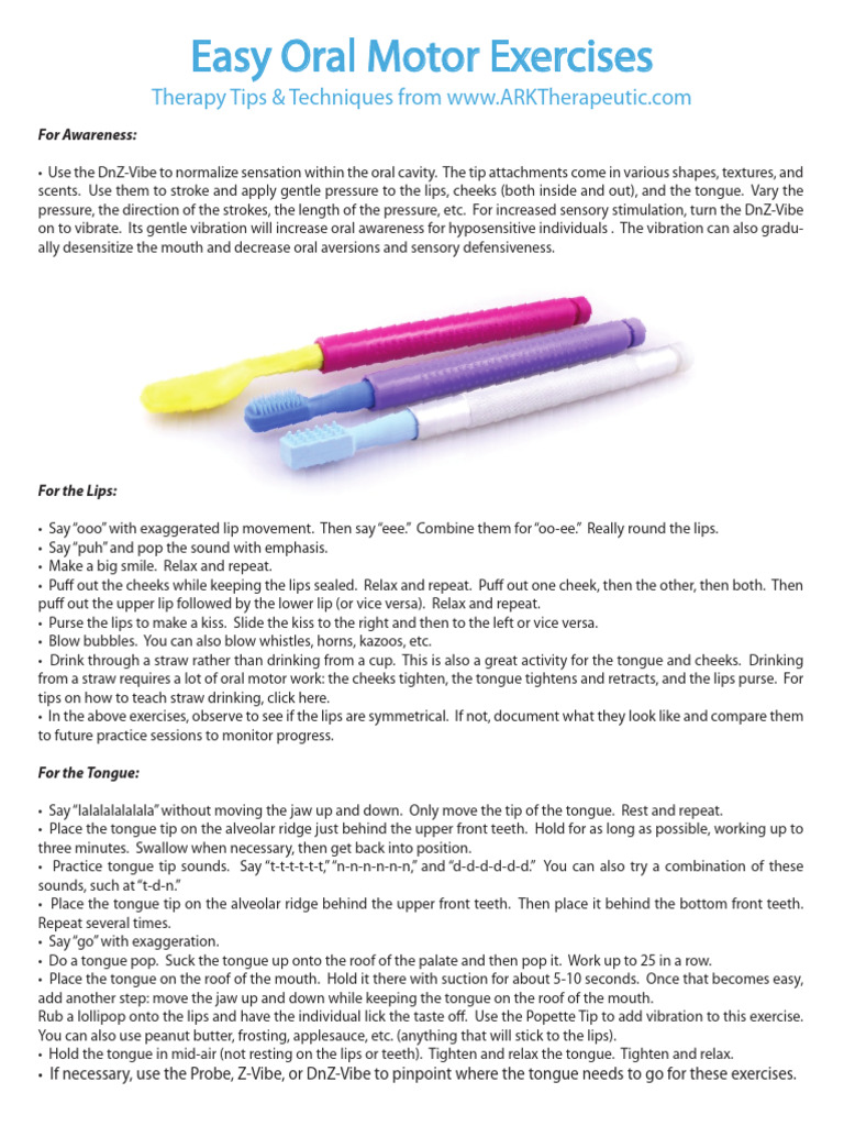 EasyOralMotorExercises 1 | PDF | Tongue | Mouth