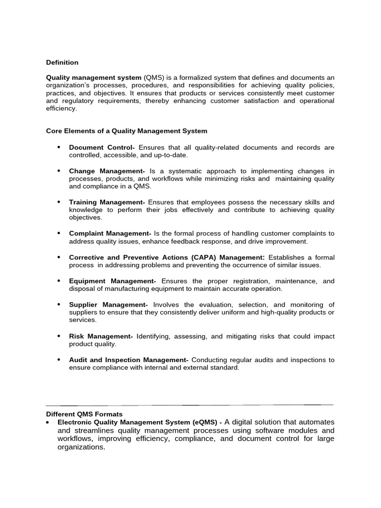 Quality Management System Qms Cbme 1 | PDF | Quality Management System ...