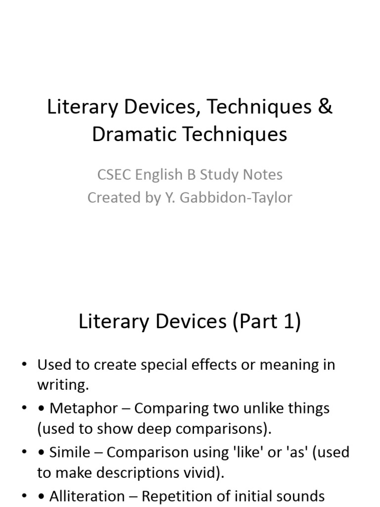 CSEC Literary Devices | PDF