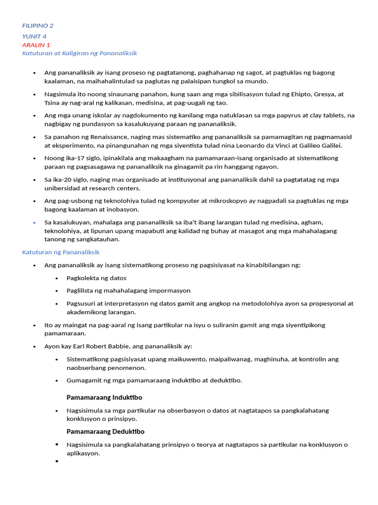 Yunit 4 Fil 2 Notes | PDF
