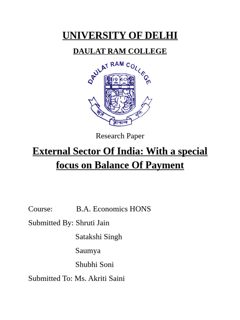 External Sector of India Research Paper | PDF | Balance Of Payments ...