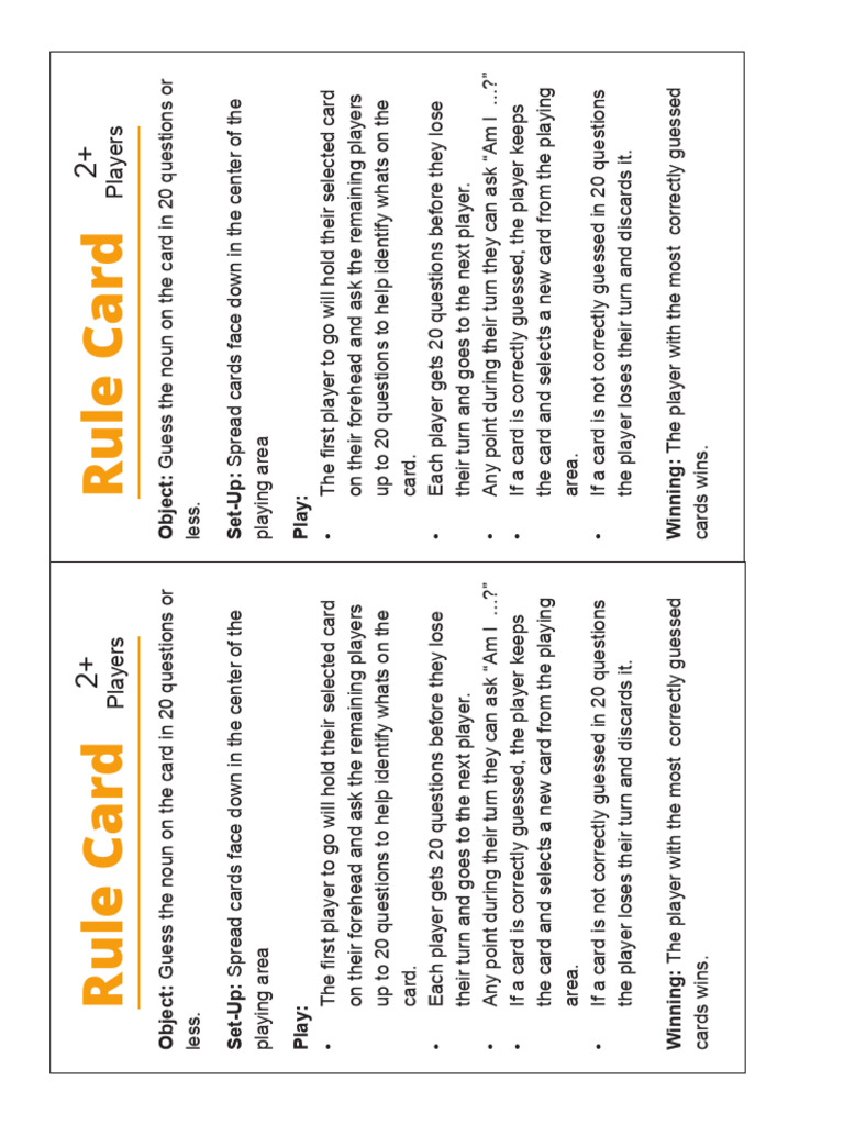 KIDS GAME Rule Cards | PDF