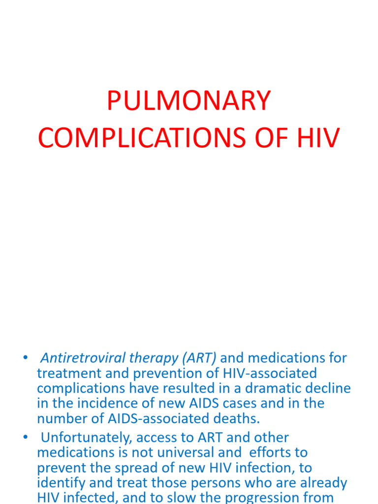 Pulmonary Complications of Hiv | PDF | Pneumonia | Tuberculosis