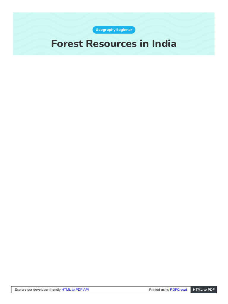 Overview of India's Forest Resources | PDF | Forests | Deforestation