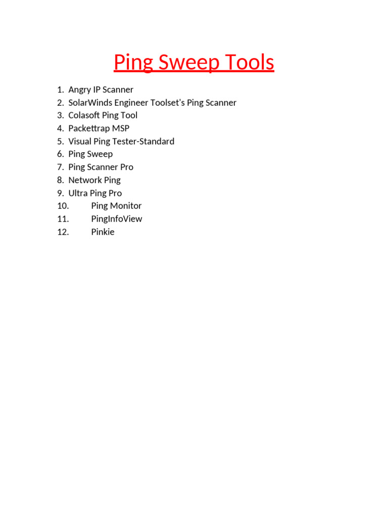 Top Free Ping Sweep Tools | PDF