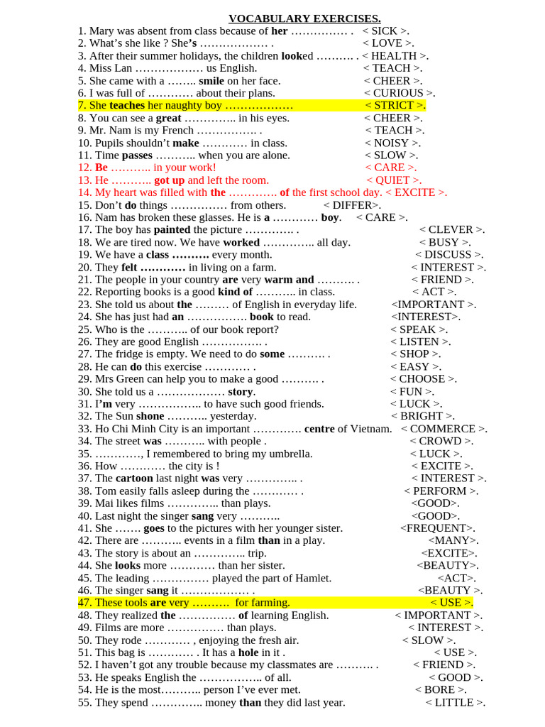 Word Forms Part 1 300 Câu | PDF