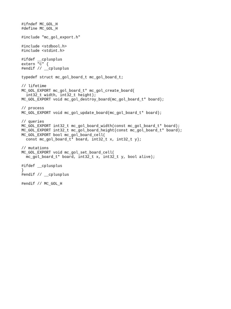 C API for Game of Life Board | PDF