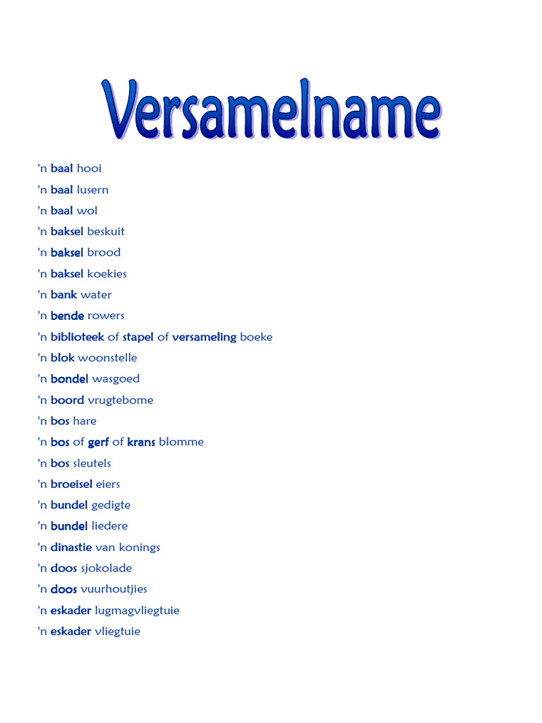 Versamelname Vir Afrikaans EAT | PDF