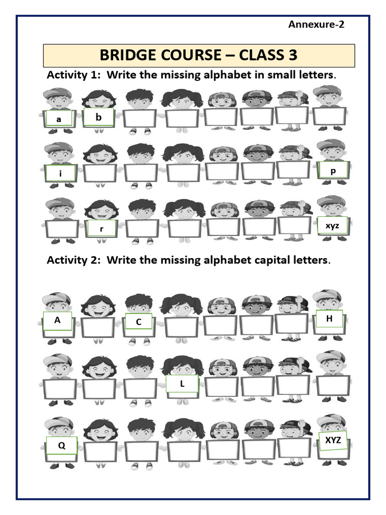 Class 3 Bridge Course Activities | PDF | Alphabet | Consonant