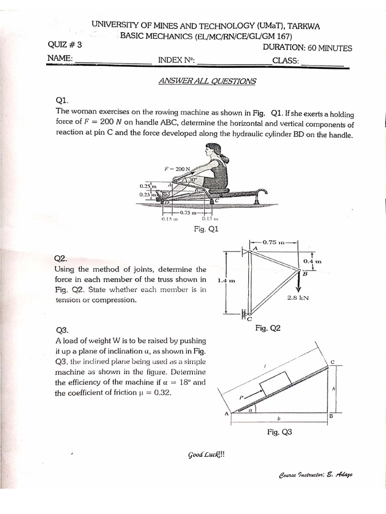 Quiz 3 - With Marking Scheme 2020 - Adaze | PDF